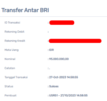 Bukti Transfer WD 95 Juta Klikzeus 