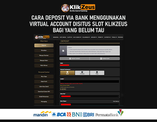 Banner cara deposit via bank menggunakan virtual account di klikzeus